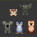 Cute Pixel Art Animal Characters Including Koala Penguin Owl And Elephant