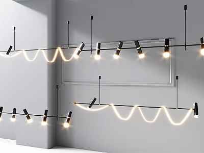 Modern Interior Ceiling Lighting With Wavy Design Downlights And Spotlights 3d model