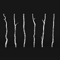 White Decorative Tree Branches With Curved Shapes On Black Background 3d model