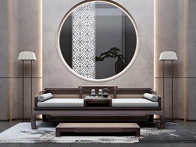 New Chinese-style Lohan Bed 3d model
