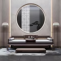 Elegant Chinese Style Luohan Bed With Wooden Frame Cushions And Tea Table