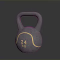 Black Kettlebell With 24 kg Weight And Gold Accents For Home Fitness Use