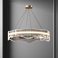 Modern Gold Metal Chandelier With Transparent Glass Wave Shaped Frame And LED Light Fixture
