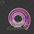 Futuristic Tech Tunnel With Illuminated Blue Lines And Digital Numbers On White Platform