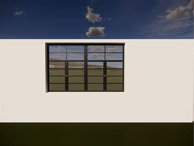 White Building Exterior With Large Glass Window And Blue Sky Cloud View 3d model