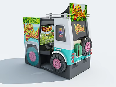 Latex Jungle Themed Car Shaped Entertainment Appliance With Colorful Wheel For Interactive Game 3d model