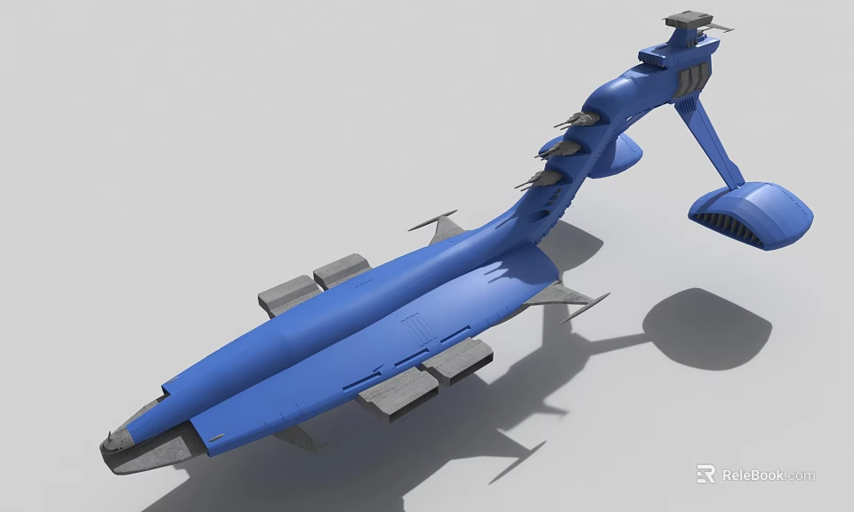 Blue Futuristic Science Fiction Spaceship Model With Sleek Design And Detailed Structure 3d model 
