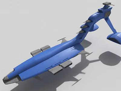 Blue Futuristic Science Fiction Spaceship Model With Sleek Design And Detailed Structure 3d model