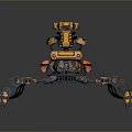 Mechanical Character With Multiple Arms Red Black Components And Gear Driven Mechanical Creature