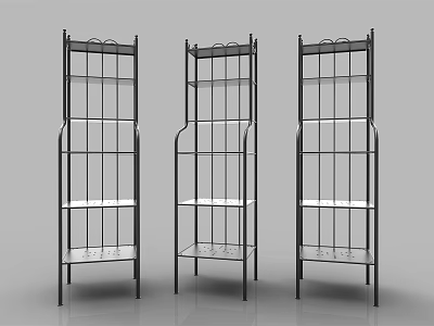 Modern Open Metal Frame Shelving Units With Multiple Storage Tiers And Display Design 3d model