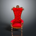 Luxury Red Armchair With Golden Carved Decorations And Elegant Design