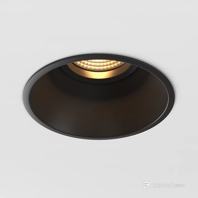Modern LED Recessed Downlight Spotlight with Black Housing and Warm White Glow 3d model 