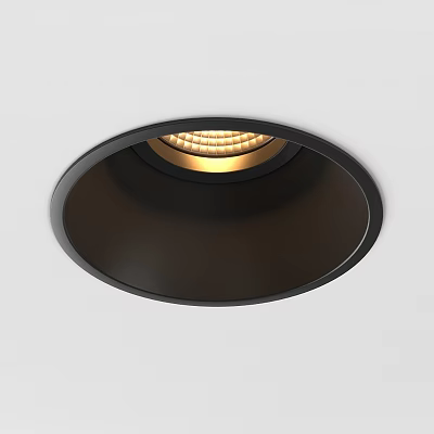 Modern LED Recessed Downlight Spotlight with Black Housing and Warm White Glow 3d model