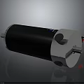 Black And Silver Cylindrical Electric Motor With Metal End Caps And Rotating Shafts