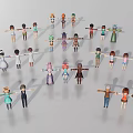 Colorful Cartoon Characters With Different Costumes Standing In Circle Group