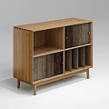 Modern Minimalist Wooden Storage Cabinet With Open Shelves And Closed Compartments In Natural Wood Finish