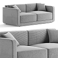 Modern Gray Fabric Sofa With Comfortable Cushions And Armrest Design 3d model