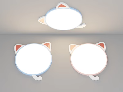 Cute Cat Shaped Ceiling Lights With Ears And Tails For Kids Room Decoration 3d model