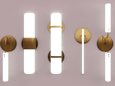 Modern Wall Lamps With Stylish Design Featuring Round Bases And Elongated White Light Tubes 3d model