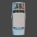 Rusty Blue Vintage Car With Beige Roof And Damaged Exterior Parts