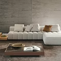 Contemporary Living Room Interior With Comfortable Sofa And Stylish Coffee Table Set