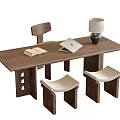 Middle Style Desk and Chair Stool Table Lamp Desk 3d model
