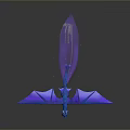 Ethereal Blue Dragon Soaring Through Dark Sky With Purple Glowing Wings And Sparkling Stars