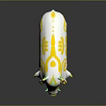 White Wild Boar 3D Model With Yellow Green Swirl Patterns On Body