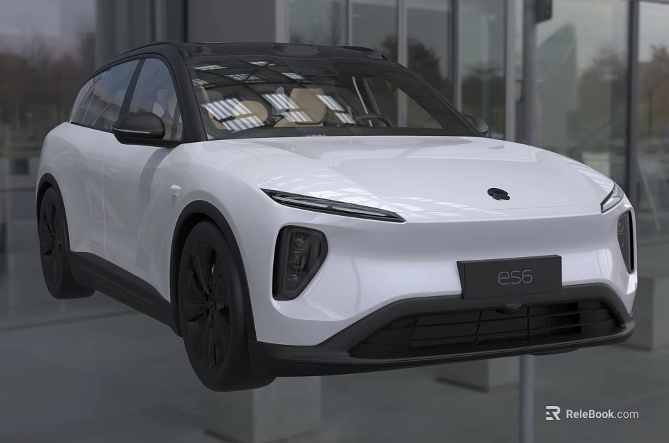 White Electric SUV Model 885 With Modern Design Black Wheels And Front LED Lights 3d model 