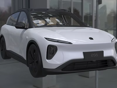 White Electric SUV Model 885 With Modern Design Black Wheels And Front LED Lights 3d model