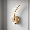 Modern Elegant Feather Design Glass Wall Sconces With Gold Metal Frame