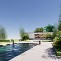 New Chinese style landscape pool 3d model