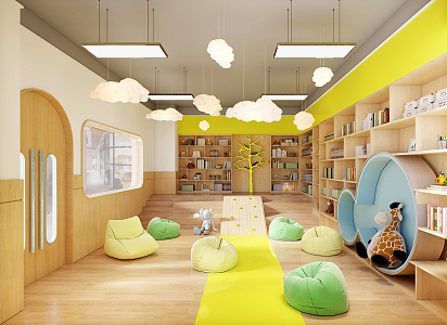 Modern Kindergarten Picture Book Room 3d model