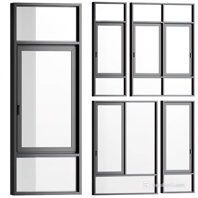 Modern Casement Windows with Aluminum Frame Double Glazing Soundproof and Energy Efficient Design 3d model 