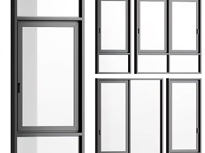 Modern Casement Windows with Aluminum Frame Double Glazing Soundproof and Energy Efficient Design 3d model