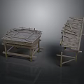 Handmade Bamboo Tables With Wooden Frame And Bamboo Surface Displayed In Two Different Angles