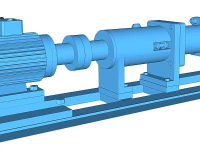 Blue Industrial Equipment With Electric Motor Shaft And Support Brackets 3d model