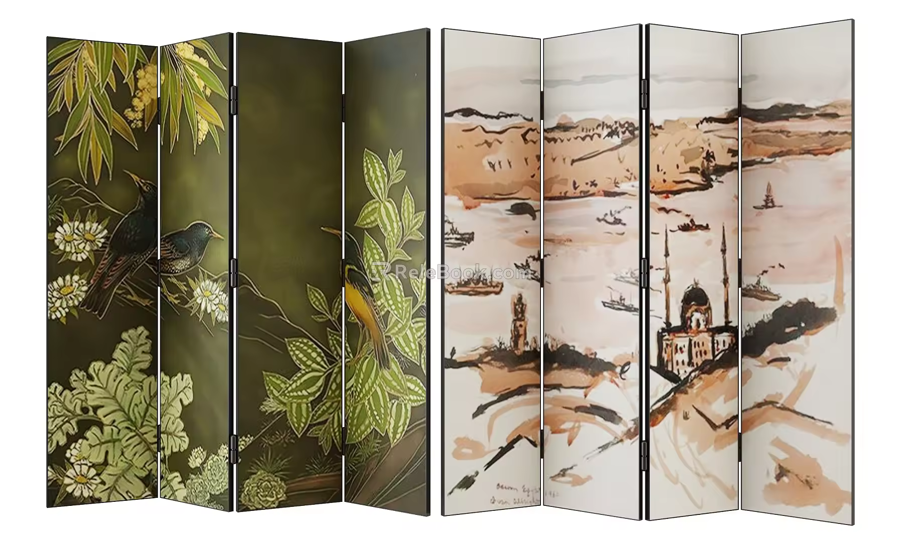 Middle ancient screen partition 3d model