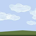 Peaceful Natural Scene With Light Blue Sky White Clouds And Green Grass