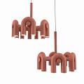 Modern Terracotta Pendant Chandelier With Multiple U Shaped Connected Structures And Bulbs 3d model