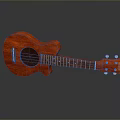 Red Wooden Ukulele With Curved Body On Shiny Black Surface For Daily Use