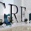 Photo Check In Spot With Giant CRE Letters Green Plants And Modern Seating