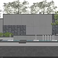 Modern Landscape Garden Walls Design With Stone Water Features And Green Plants