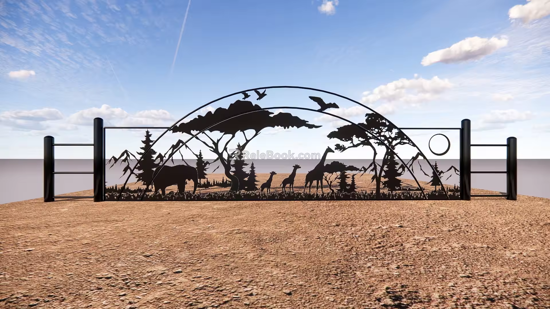 Modern Iron Gate Zoo Gate Theme Gate 3d model