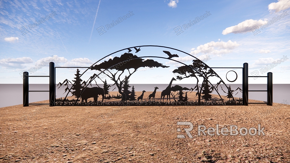 Modern Iron Gate Zoo Gate Theme Gate model