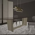 Modern Dining Table Set With Dark Wood Top Metallic Base And Upholstered Chairs