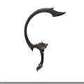 Ancient Scythe Like Weapon With Dragon Shaped Handle And Intricate Metallic Craftsmanship