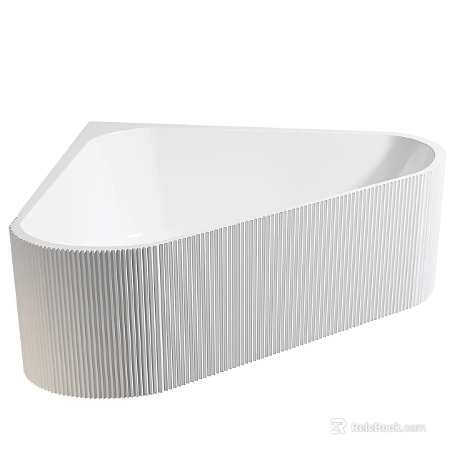 Modern Triangular Bathtub With Ribbed Exterior Design 3d model 