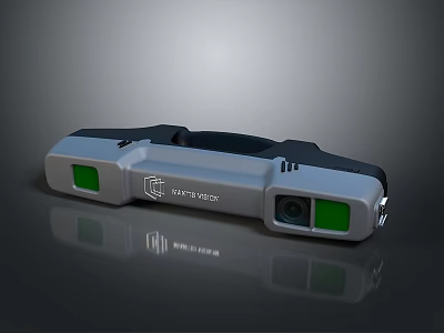 SPACETRON Head Mounted Device With Green Lenses Gray Body Black Strap And Camera 3d model
