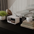 Modern Table Ornaments Books Potted Radio Wine 3d model